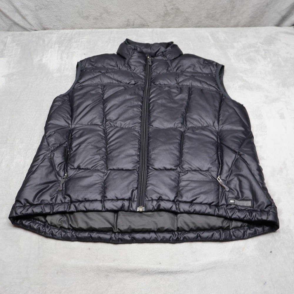 REI Down Vest Mens Large Black Insulated Quilted Full Zip Winter Outdoor Puffer